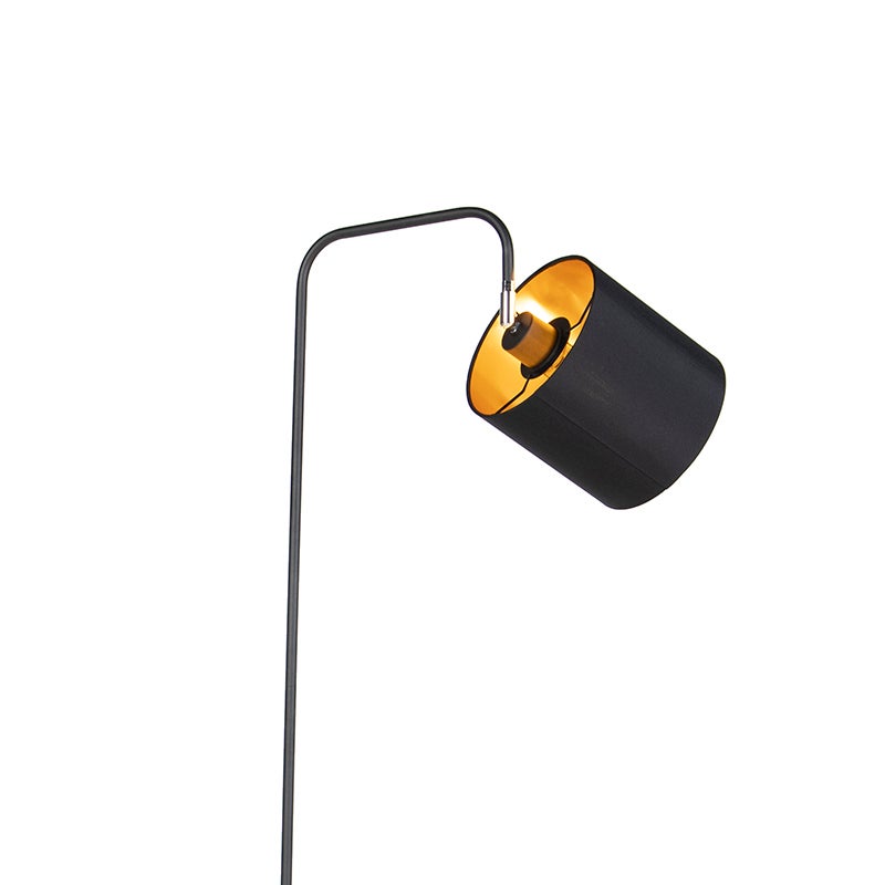 QAZQA - Moderne slimme vloerlamp | Staande lamp | Lamp | Licht, zwart, incl. WiFi A60 lichtbron - Lofty | Woonkamer | Slaapkamer - Textiel, rond | Langwerpig | Cilinder - LED-compatibel