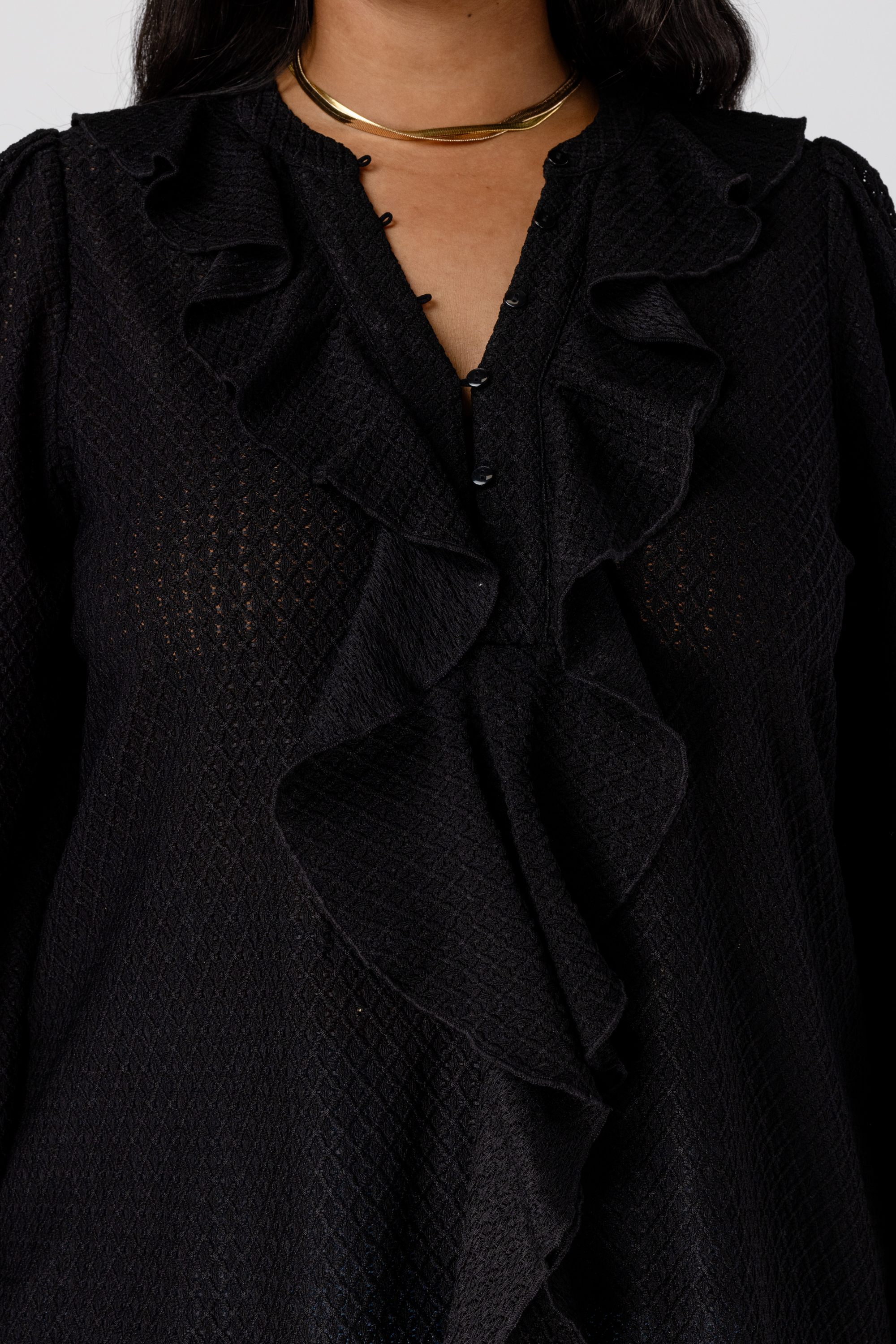 Blouse met ruches Zwart