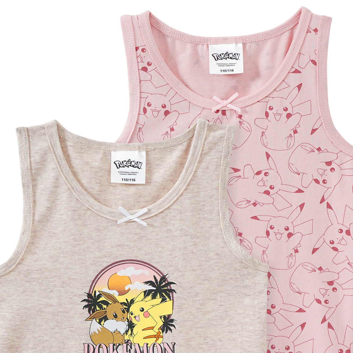 Topolino 2 Pokémon Unterhemden mit Prints beige / rosa