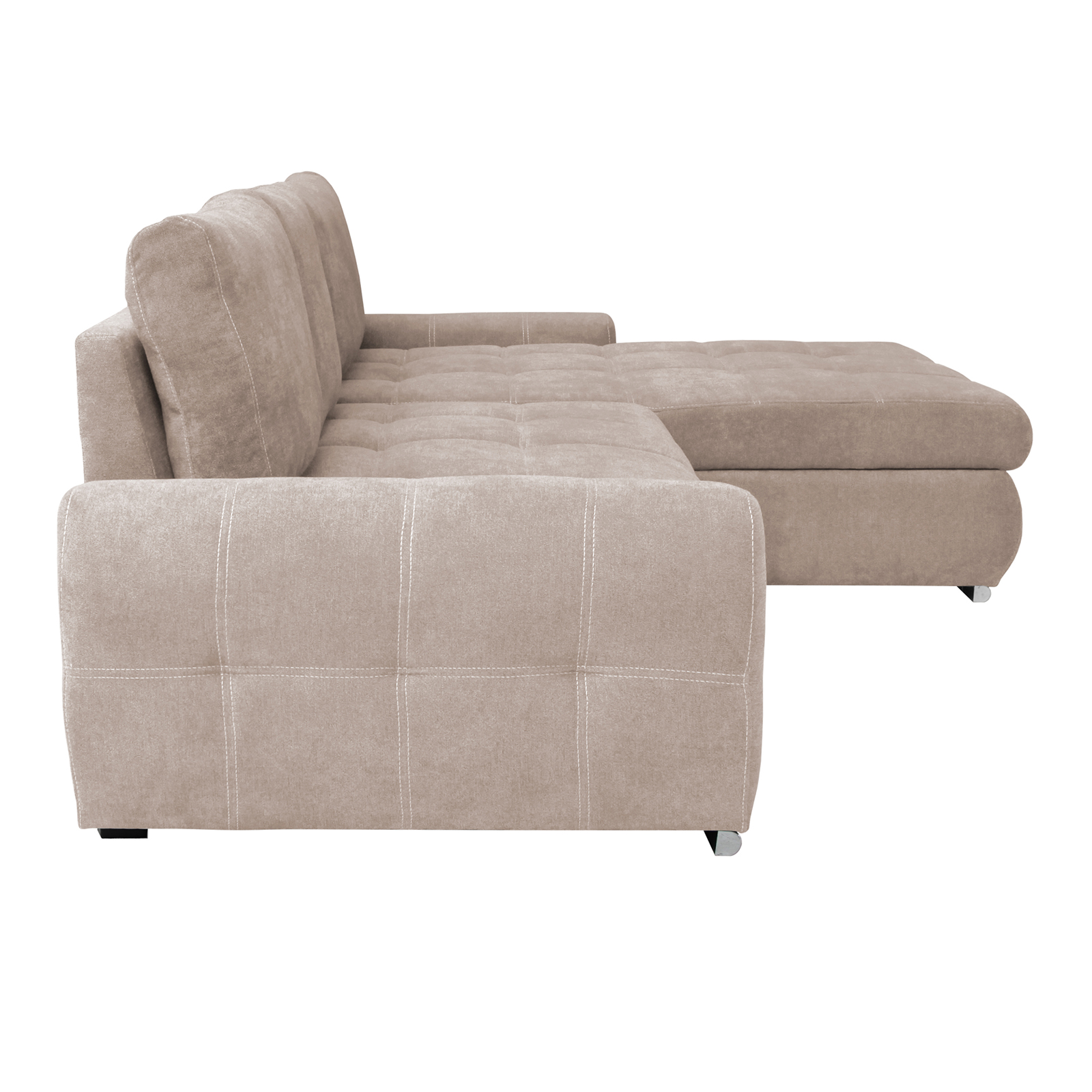 Ecksofa - beige - mit Liegefunktion und Staukasten