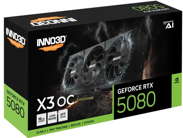 Inno3D GeForce RTX 5080 X3 OC - Grafikkort - GeForce RTX 5080 - 16 GB GDDR7 - PCI Express 5.0 - 3 x DisplayPort, HDMI