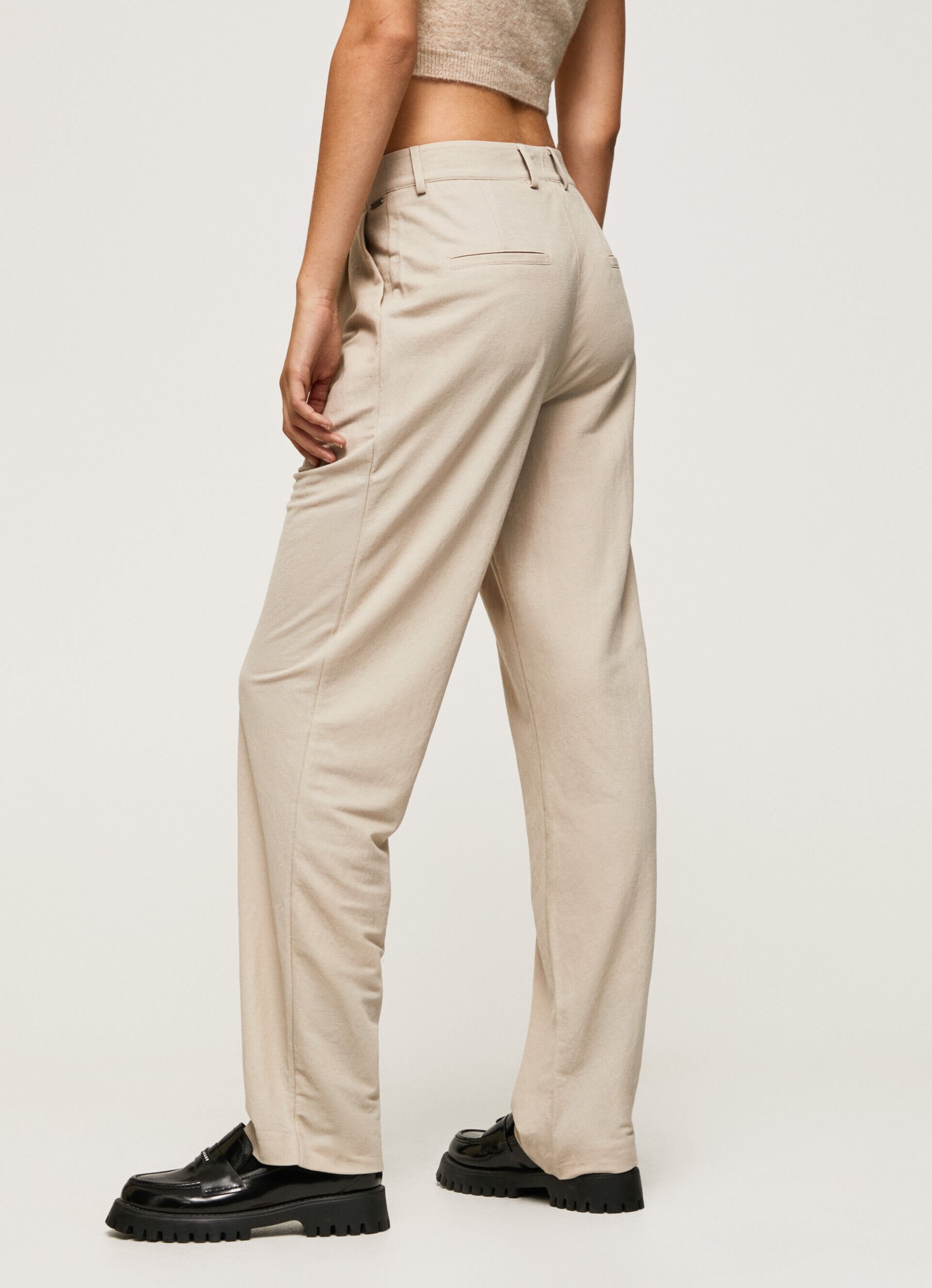 Calça chino de tecido fluido - bege claro