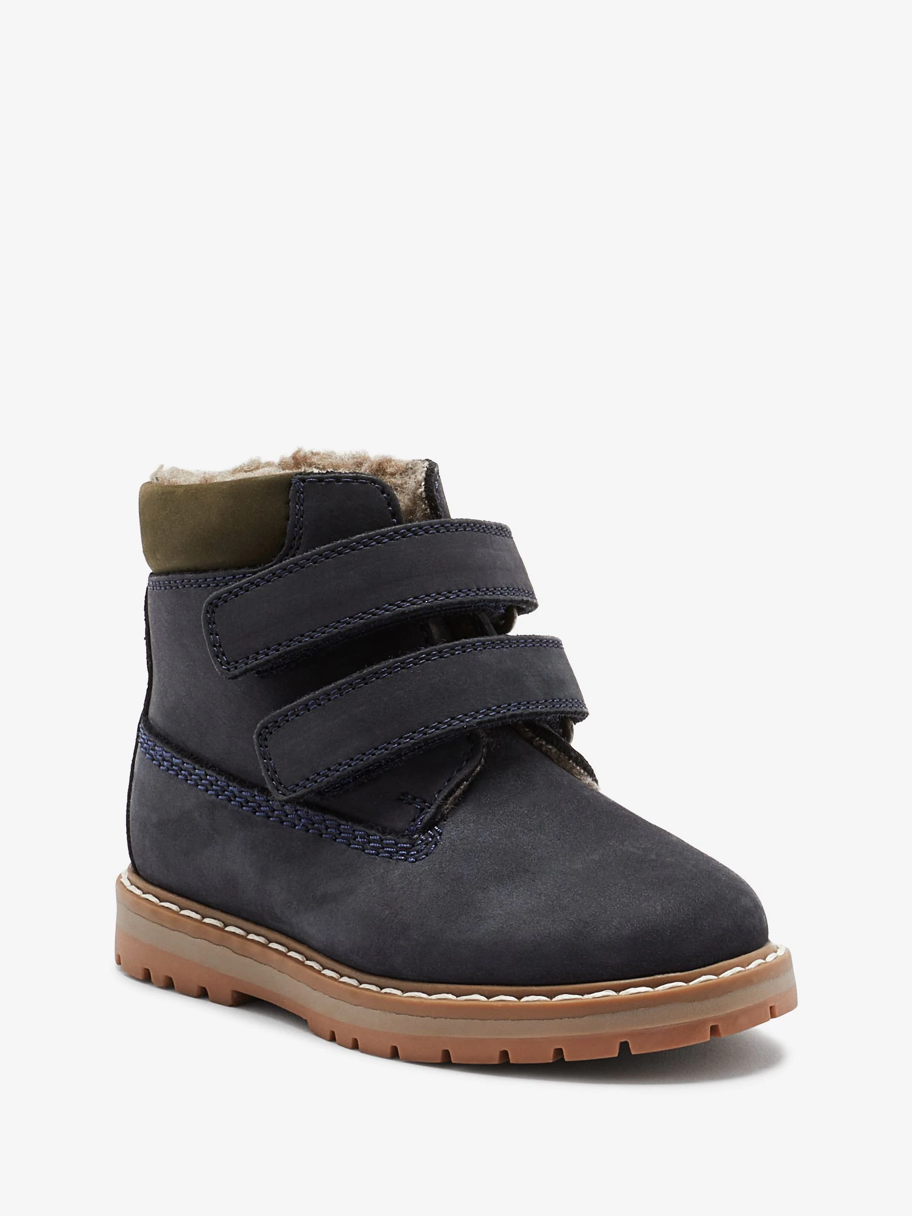 Blauw - Leren Thermal gevoerde Thinsulate werklaarzen met klittenbandsluiting