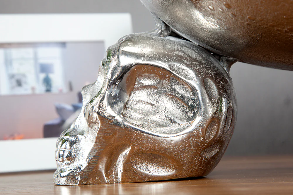 riess-ambiente Obstschale SKULL - 35cm silber Aluminium Totenkopf Schale