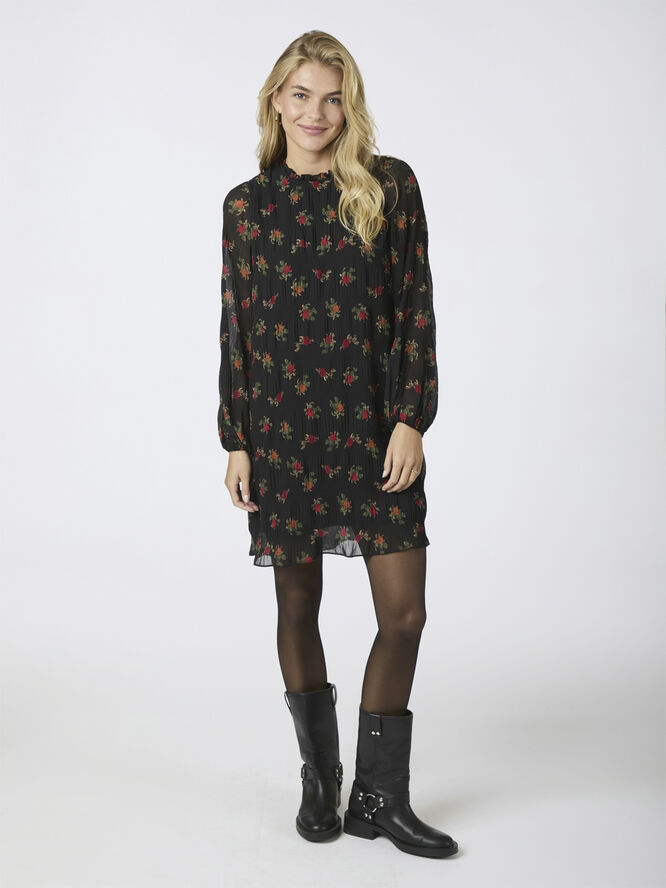 Neo Noir Petra Plissé Flower Dress Black
