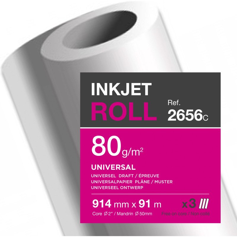 Rouleau papier traceur universel Clairefontaine - 0,914 x 91 m - 80 g