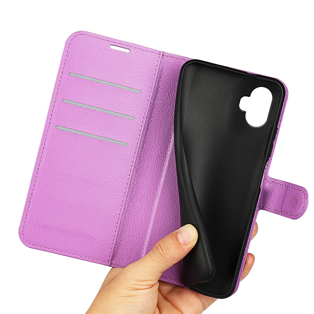 Samsung Galaxy XCover7 Pro Leder Tasche Flip Cover Litchi Look - Lila