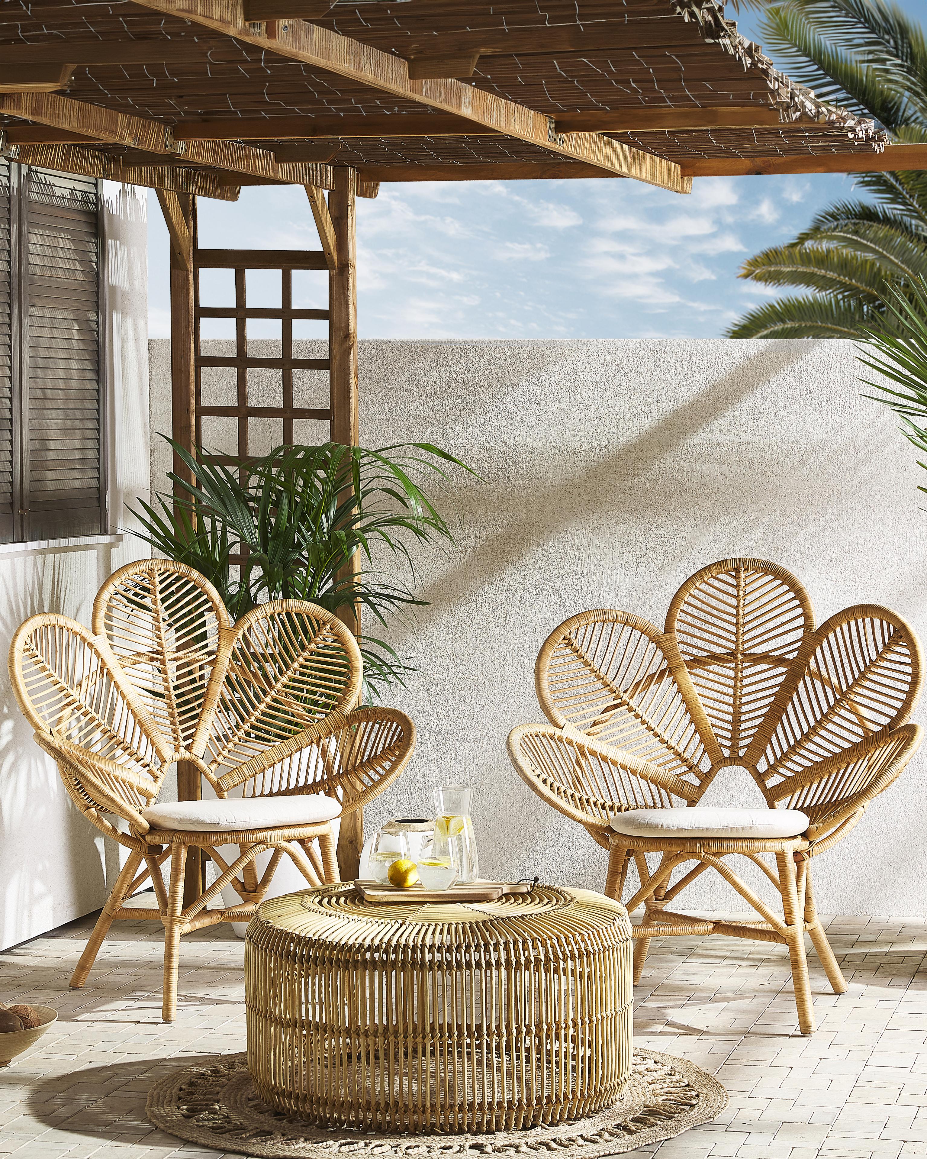 Set van 2 pauwenstoelen FLORENTINE Rotan Natuurlijk