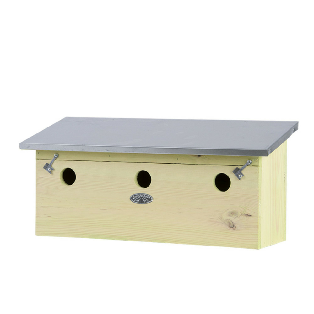 Appartement pour moineaux, horizontal, en bois pin, zinc, pour oiseaux.