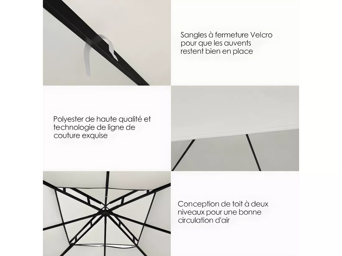 Toile de Toit de Rechange en Plastique et vinyle Impérméable de Jardin pour Pavillon Tonnelle Tente, 3 x 3 M (Beige)