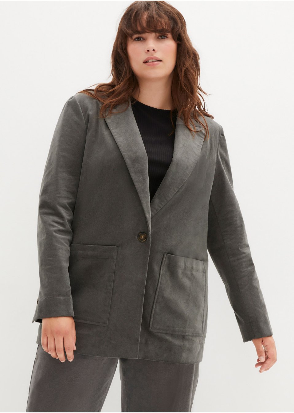 Blazer en velours côtelé avec poches plaquées