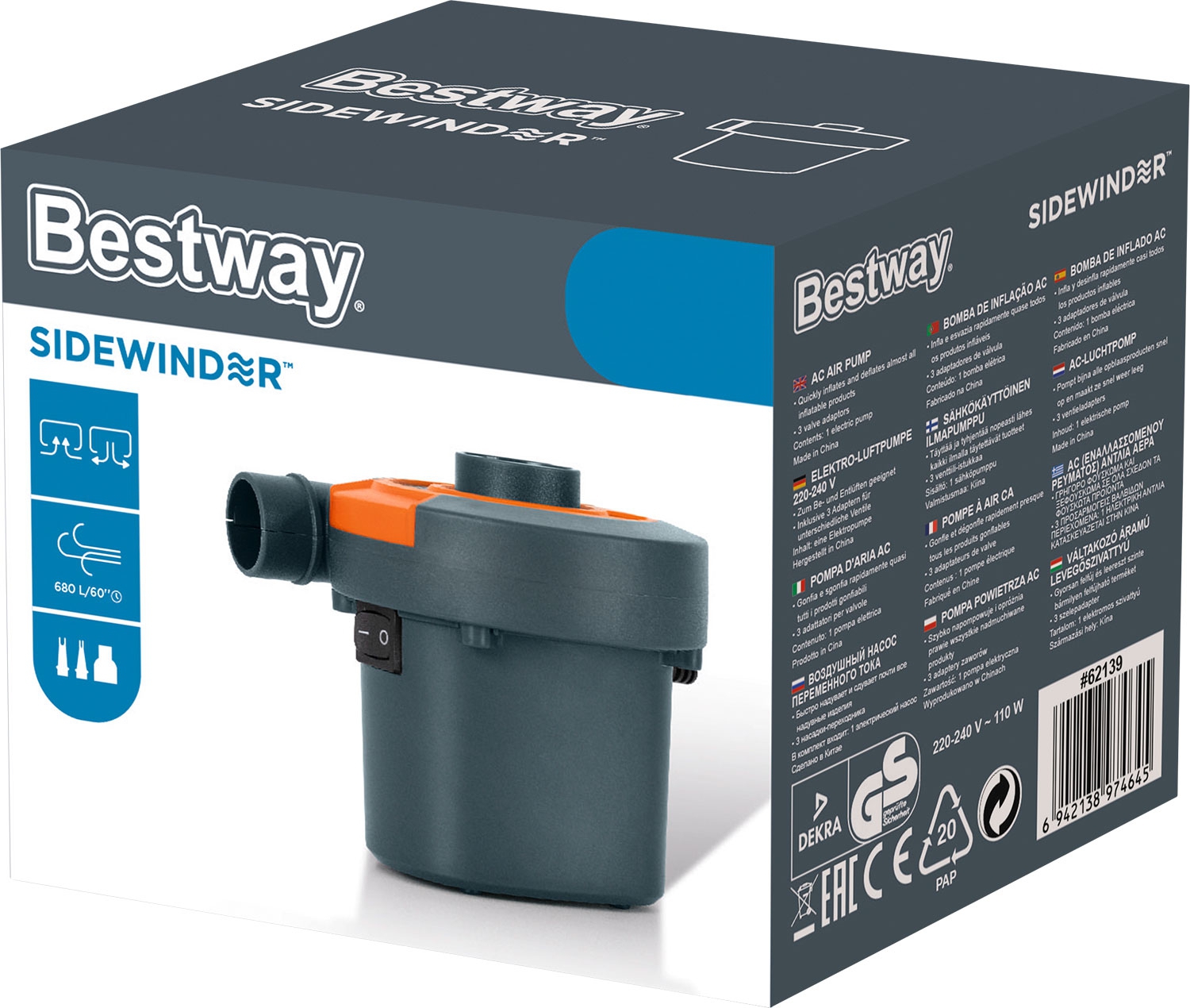 Bestway Sidewinder elektrische Luftpumpe 230 V / AC