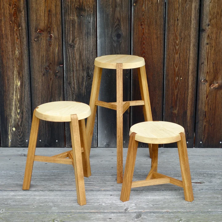 Auerberg - Y-Hocker H 45 cm, Esche geölt / Eiche geölt