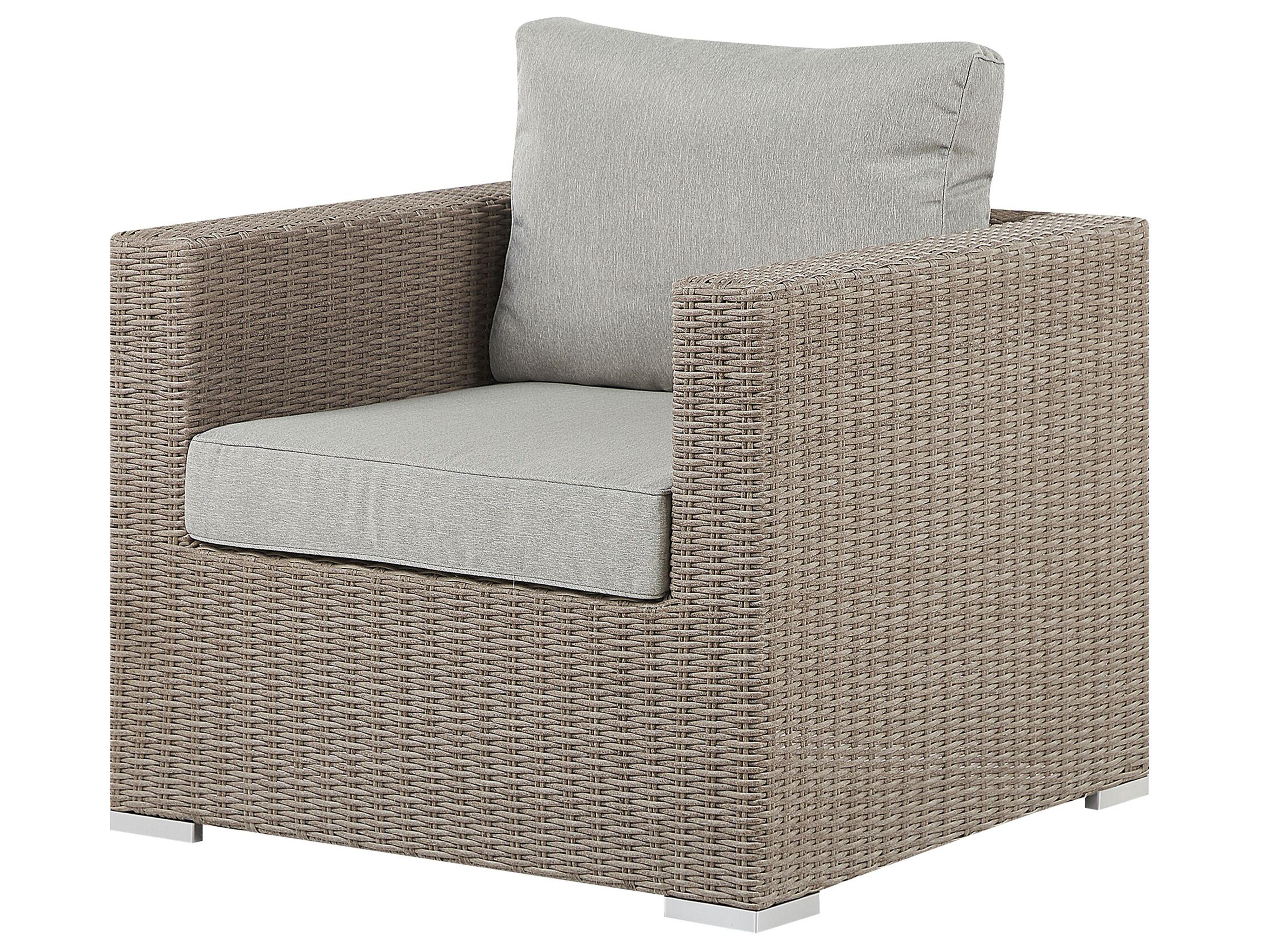 Loungeset met tafel 6-zits CONTARE rechtszijdig modulair PE rotan Taupe