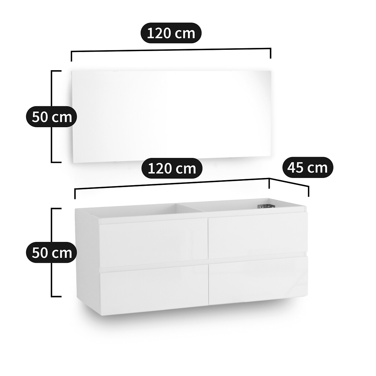 SO'HOME<br>Móvel de lavatório suspenso + espelho L120cm, Pacci