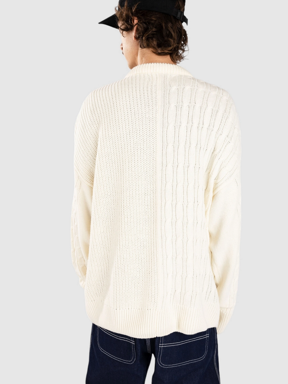 Denim Project Knitted Combined Pullover off white
