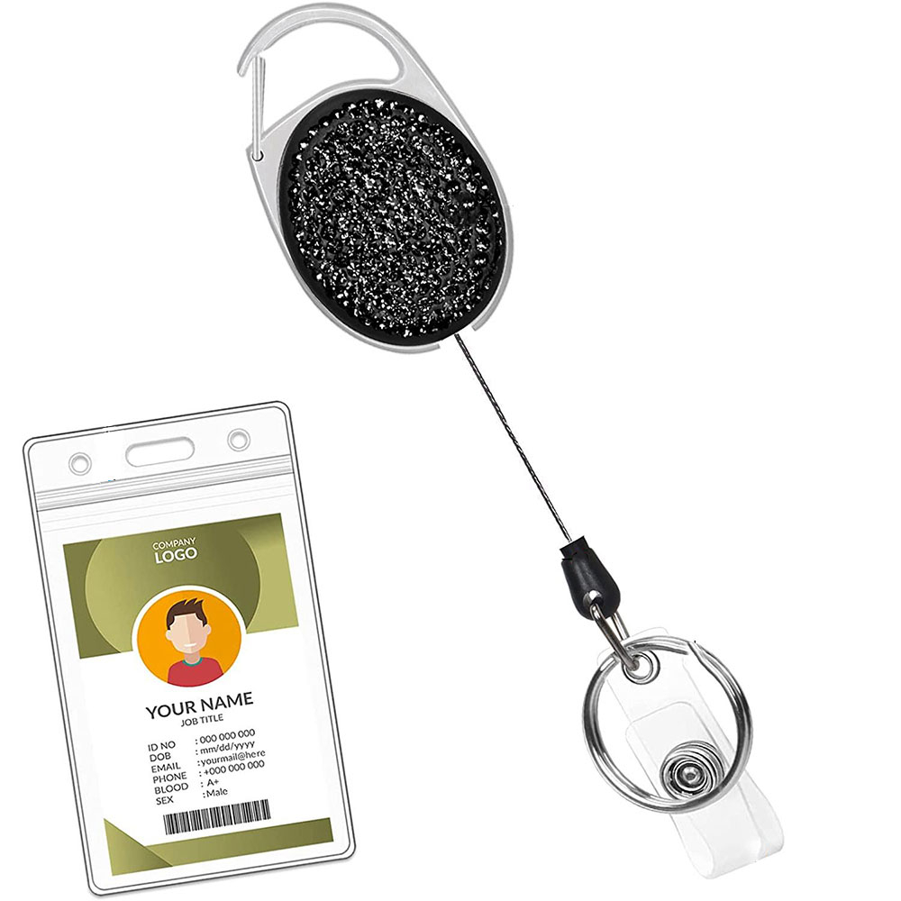 (2er Set) Anti-Lost Key-Bak Schlüsselanhänger mit Gürtelclip / Kartenhalter / Ausweishülle - Glitzer