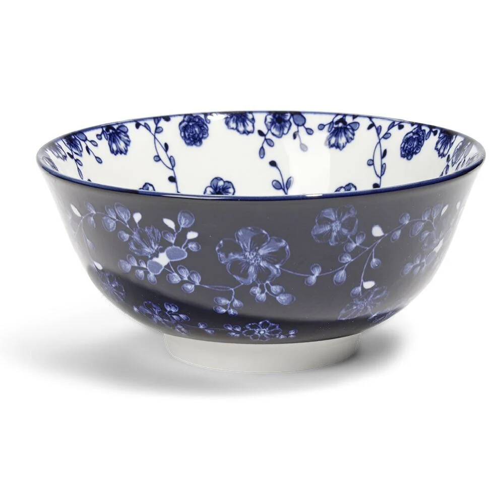 Lot de 4 coupelles 300ml porcelaine Ø15cm bleu et blanc