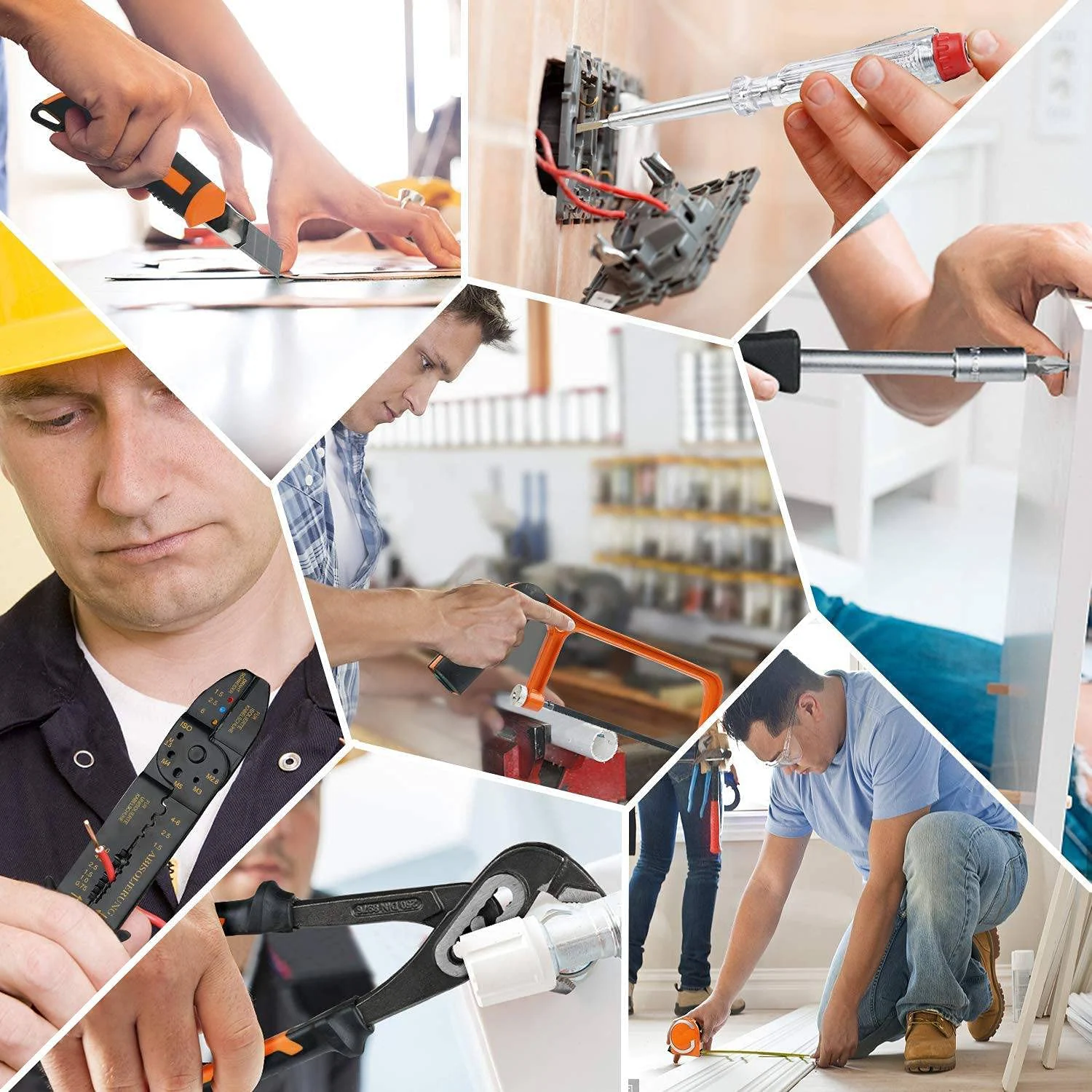 TACKLIFE HHK4B, Multifunktionaler 56-teilig Haushalts-Werkzeugkoffer für den Heimgebrauch, perfekt für alle Heimwerkerarbeiten mit Hammer, Messer, Schraubendreher