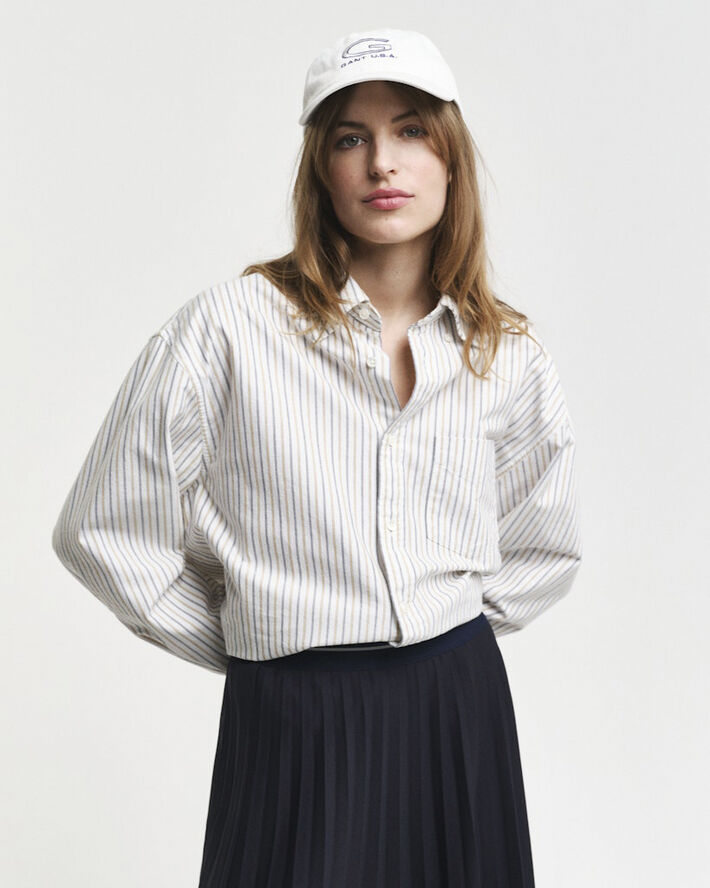 Gant REL HERITAGE OXFORD STRIPE SHIRT Eggshell