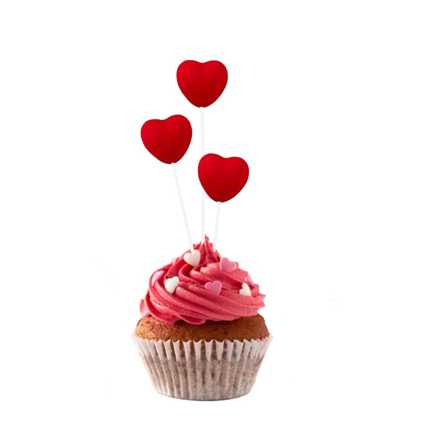 (20-tlg. Set) Kuchenstecker Herzen Tortenstecker Party Deko Topper für Torten / Kuchen - Rot