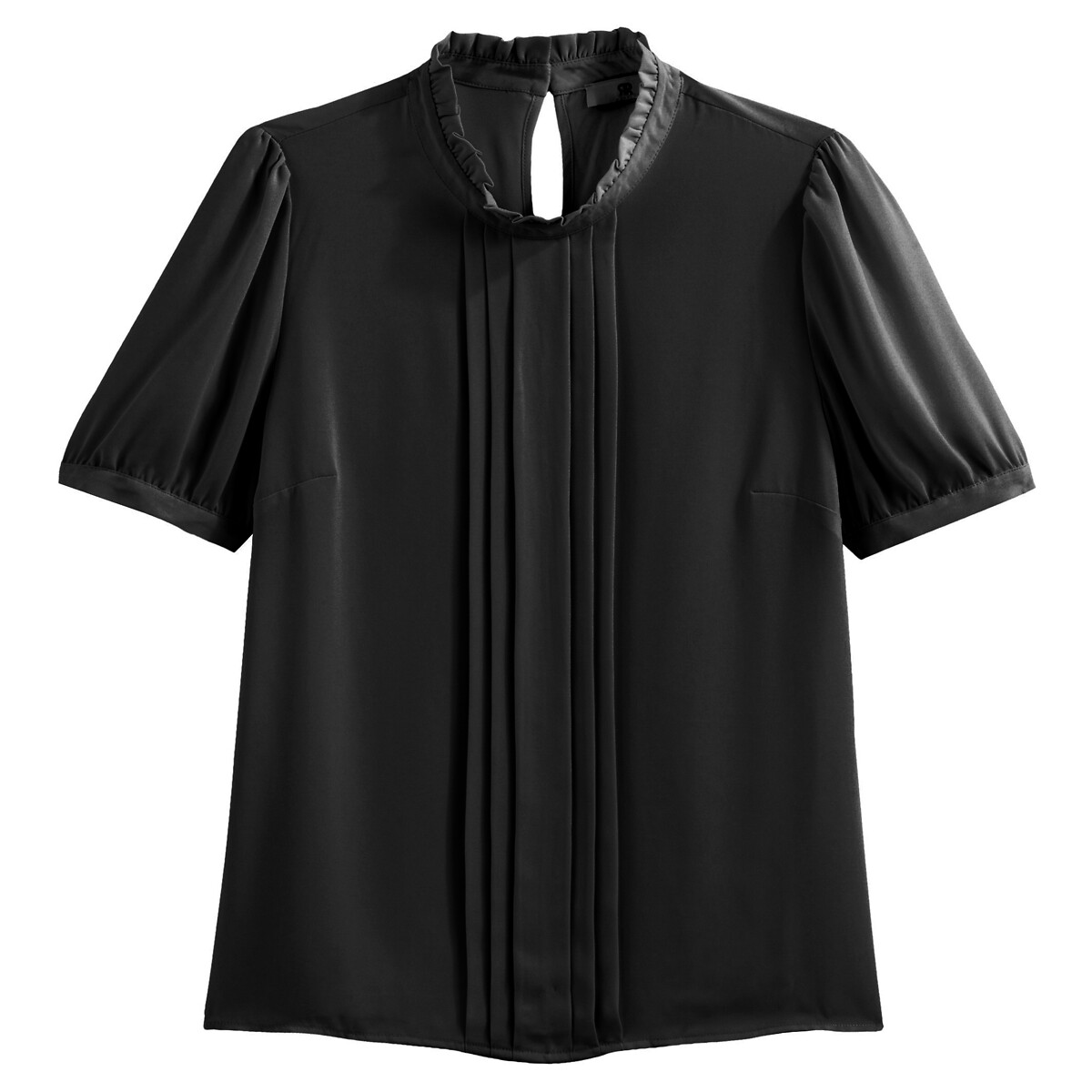 COLEÇÃO LA REDOUTE<br>Blusa de manga curta com babado no decote