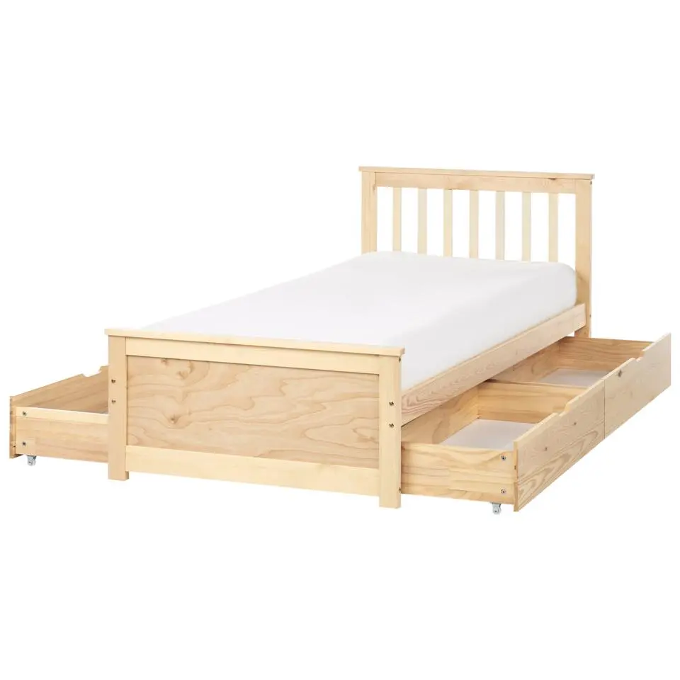 OLENDON - Bed met 4 lades - Lichtbruin - 90 x 200 cm - Dennenhout
