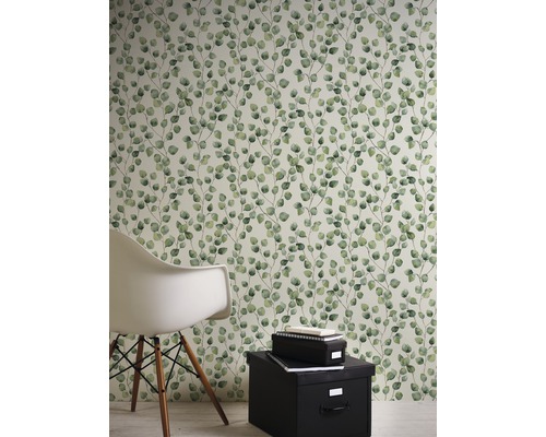 Vliesbehang 37044-1 Groen blad rankgroen