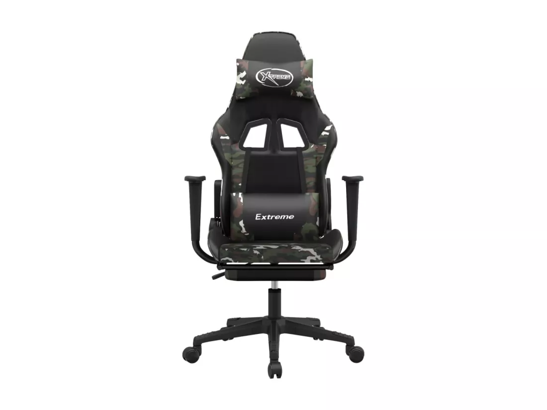 Chaise de jeu de massage repose-pied Noir camouflage Similicuir