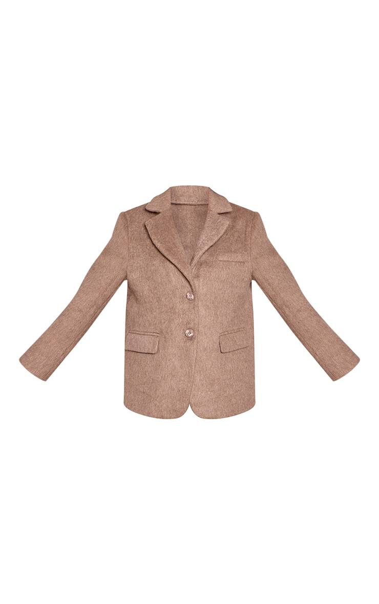 Gris Souris Blazer Oversize Effet Laine Brossée