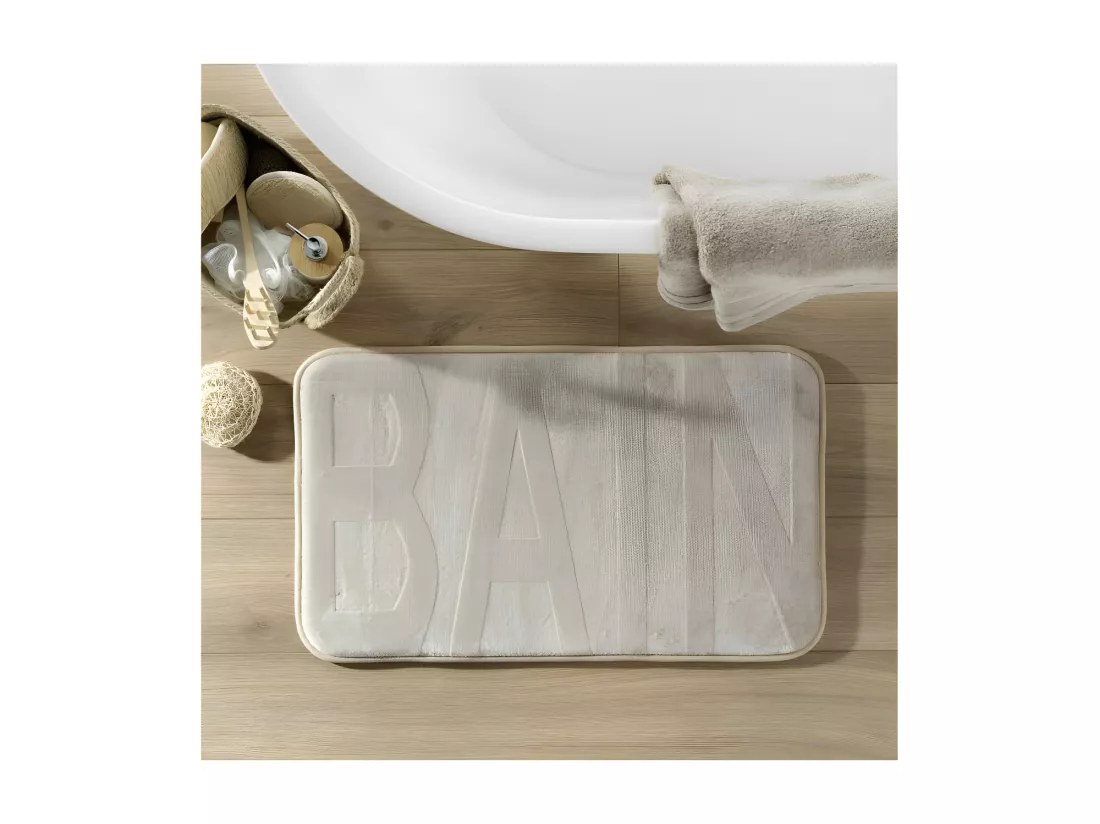 Tapis de Bain 45 x 75 cm Bain Taupe - Microfibre Relief