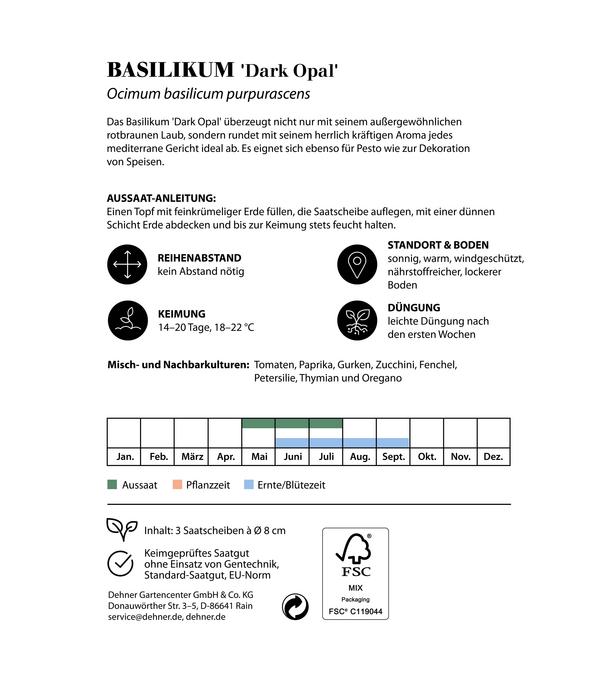 Dehner Saatscheiben Basilikum 'Dark Opal', 3
