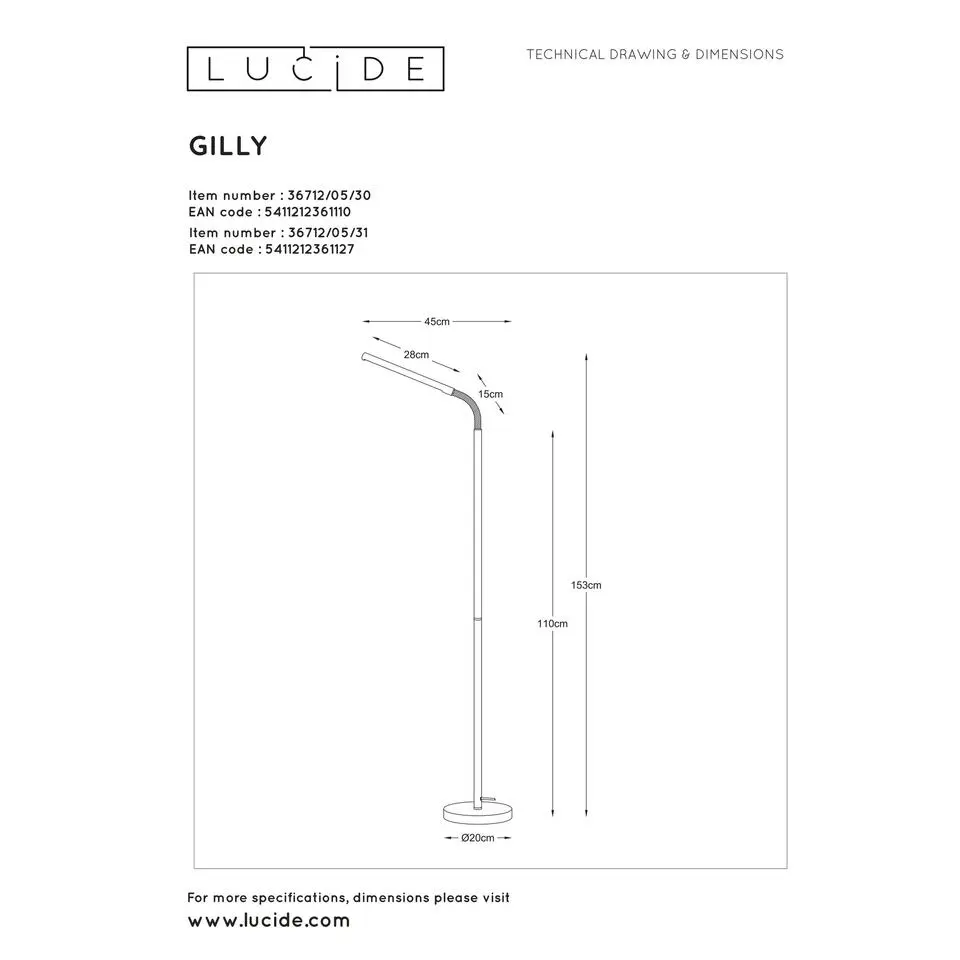 Lucide GILLY Leeslamp - Zwart