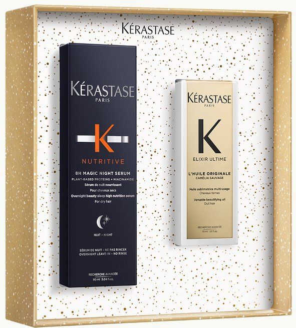 Kérastase - Iconics Set - Haarolie - 30ml Elixir Ultime L'Huile Originale - 90ml 8H Magic Night Serum