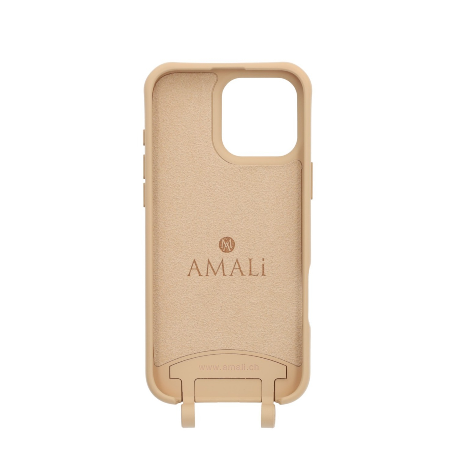 iPhone 15 Pro Max Handy Hülle Elegantes Case mit abnehmbarem Necklace Adapter - Nude / Silver