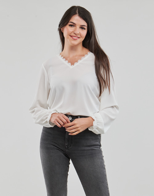 Only - ONLNOVA FR VERSA V-NECK L/S LACE TOP PTM - Beige