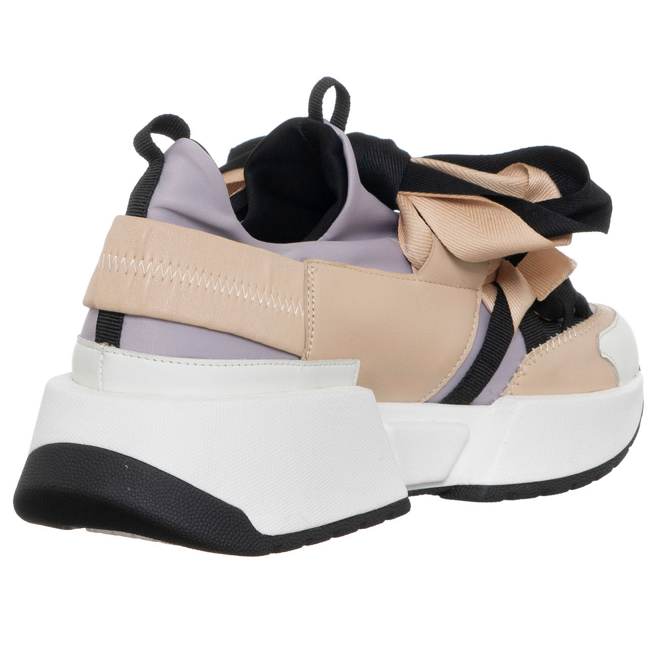 Loretta Pettinari Sneakers en Cuir & Toile Lorena lilas/rose/noir - Plateforme 5 cm