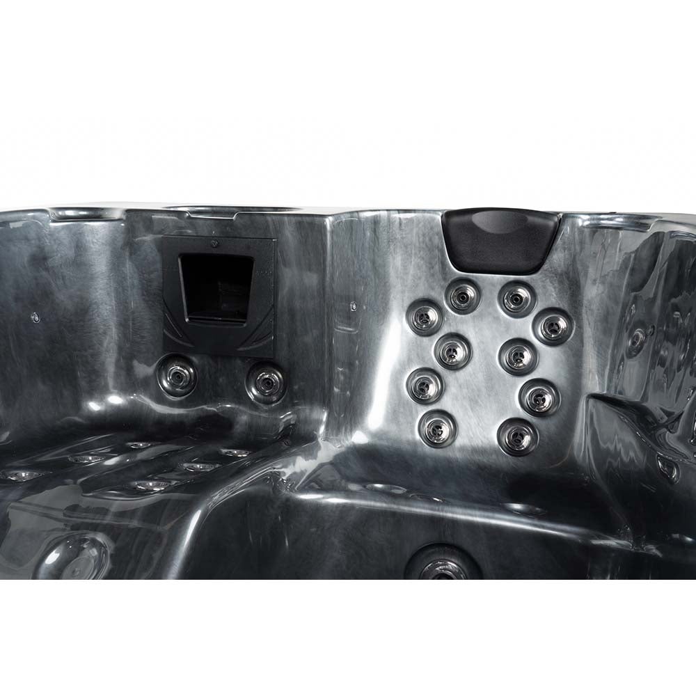 Home Deluxe - Buitenwhirlpool - BLACK MARBLE PURE - Afmetingen 210 x 160 x 85 cm - Incl. verwarming, 27 massagejets en 9 lampen | Buitenwhirlpool spa voor 3 personen