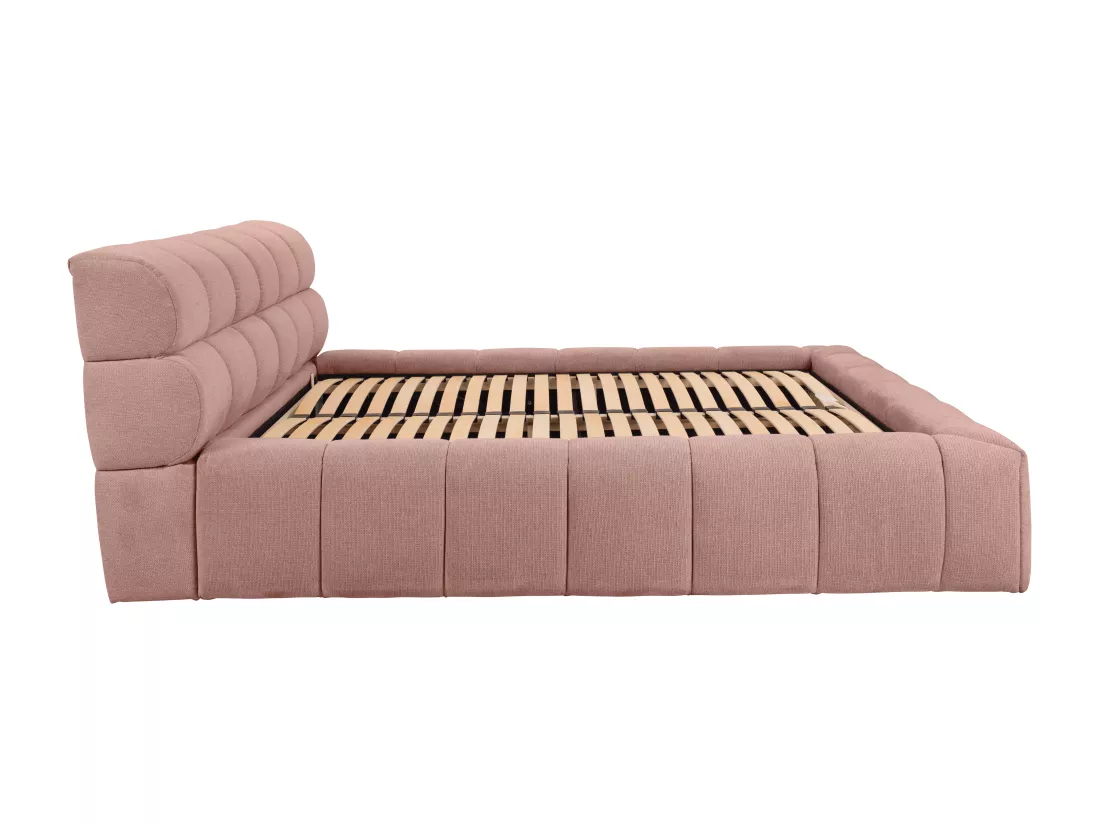 Lit coffre 180 x 200 cm - Tissu - Rose + Matelas - FORVIK de Pascal Morabito
