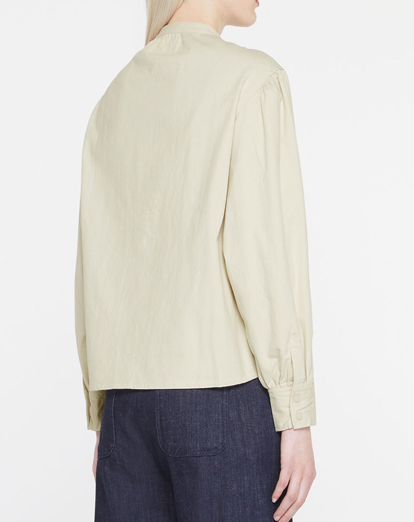 Galeries Lafayette Chemise en Coton Cachou col officier écrue