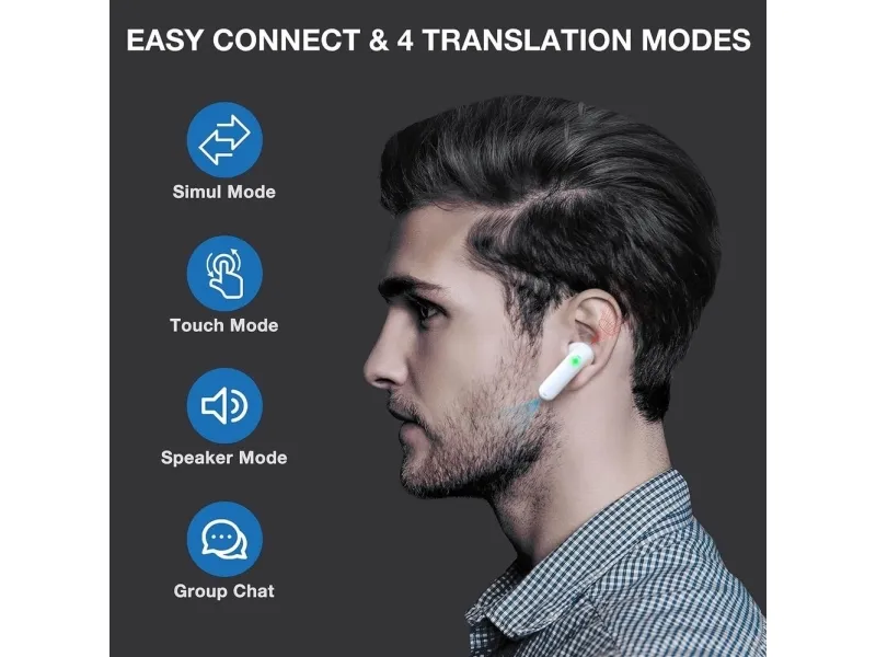 [OUTLET] - Timekettle WT2 Edge, Earbud translator, Online, Arabisk, Bulgarisk, CAT, CHN, Tjekkisk, Dansk, Tysk, Engelsk, Spansk, Fransk, Græsk, Hebraisk,..., Hvid, USB Type-C, 12 t