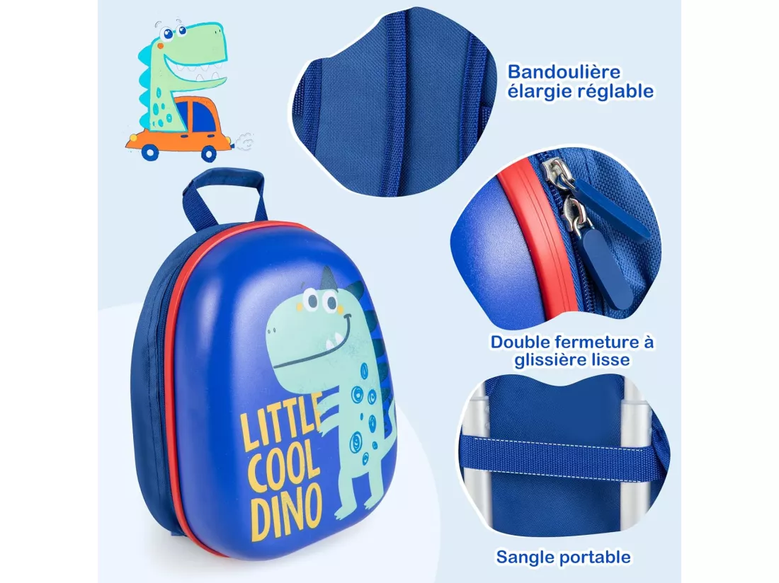 Lot de 2 Valise Cabine Enfant 18”+ Sac à Dos 12,5”, Poignée Rétractable 88-100cm