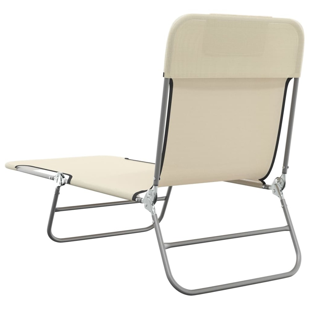 Chaises longues pliables 2 pcs crème textilène et acier