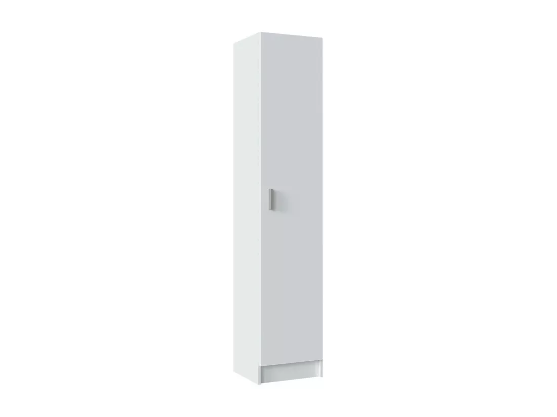 Armoire polyvalente Dibels, Armoire auxiliaire avec 1 porte, Armoire à chaussures avec étagères, Étagère à chaussures verticale, 37x37h180 cm, Blanc