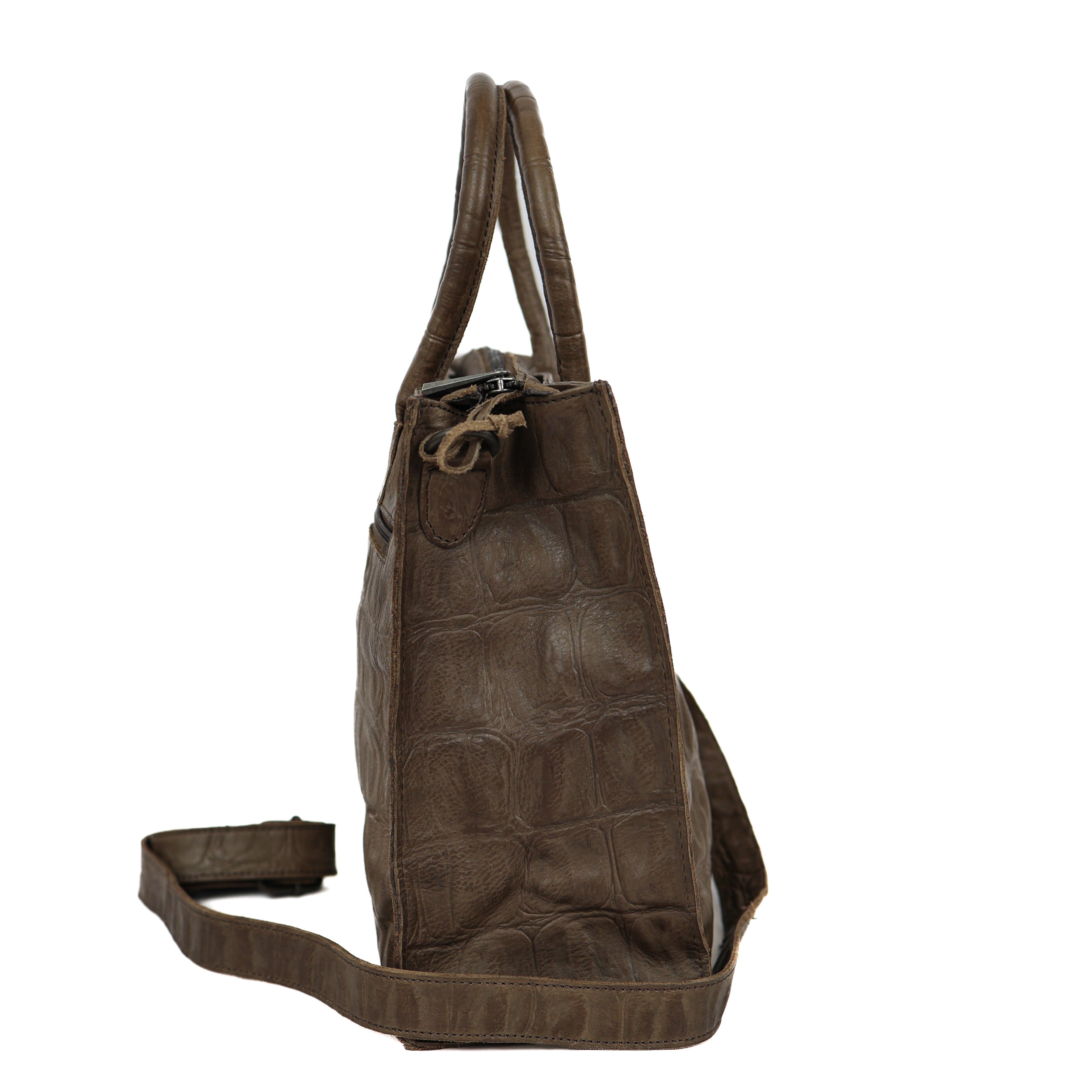 Hand-/schoudertas 'Bonnie' croco slate