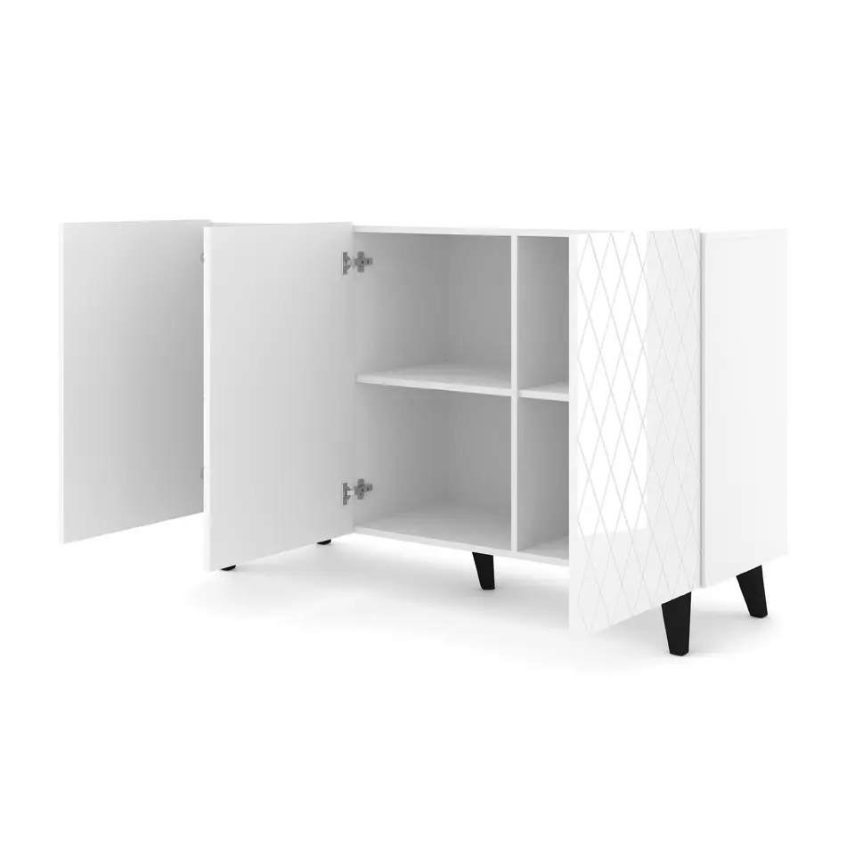 Dressoir DIUNA 145 cm 3D glanzend wit (fronten)