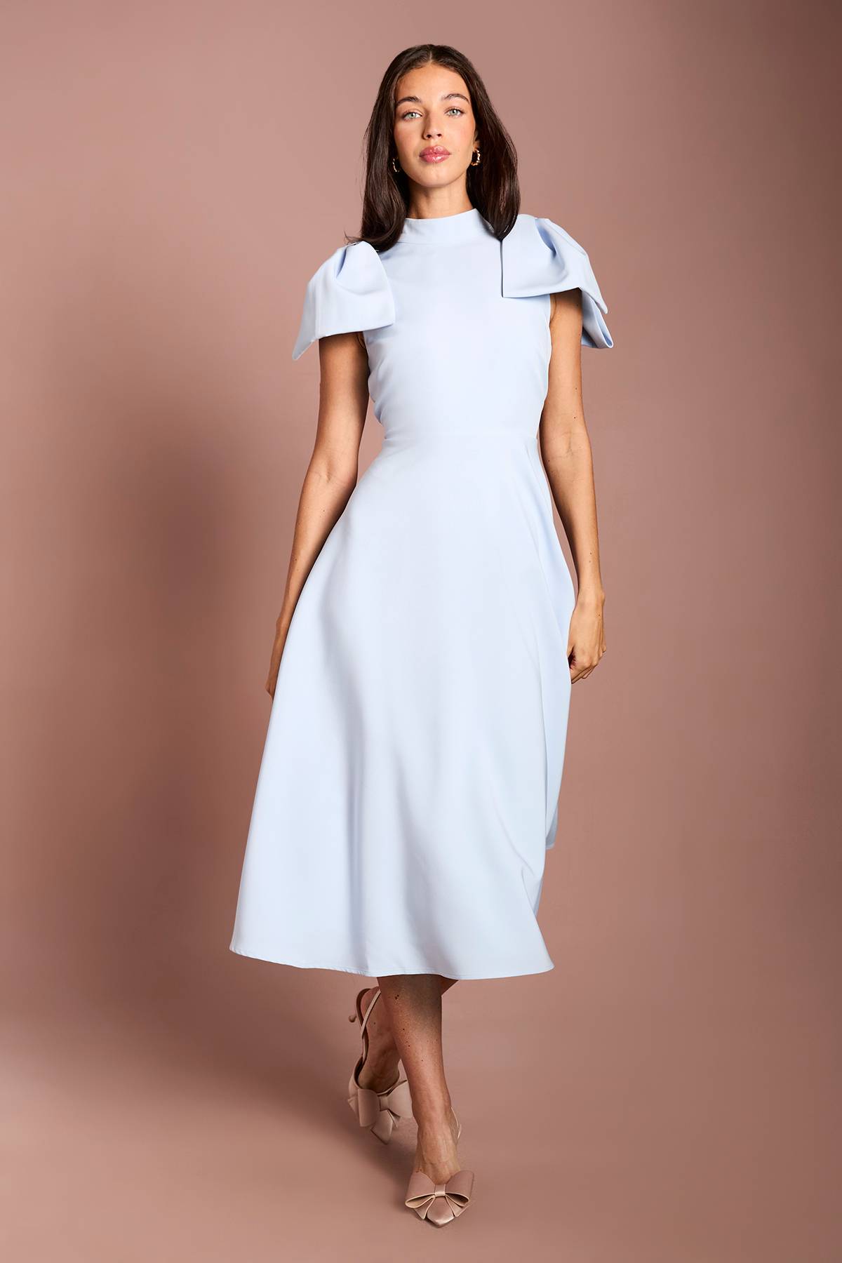 Coast Robe Midi en Crêpe avec Nœud aux Épaules