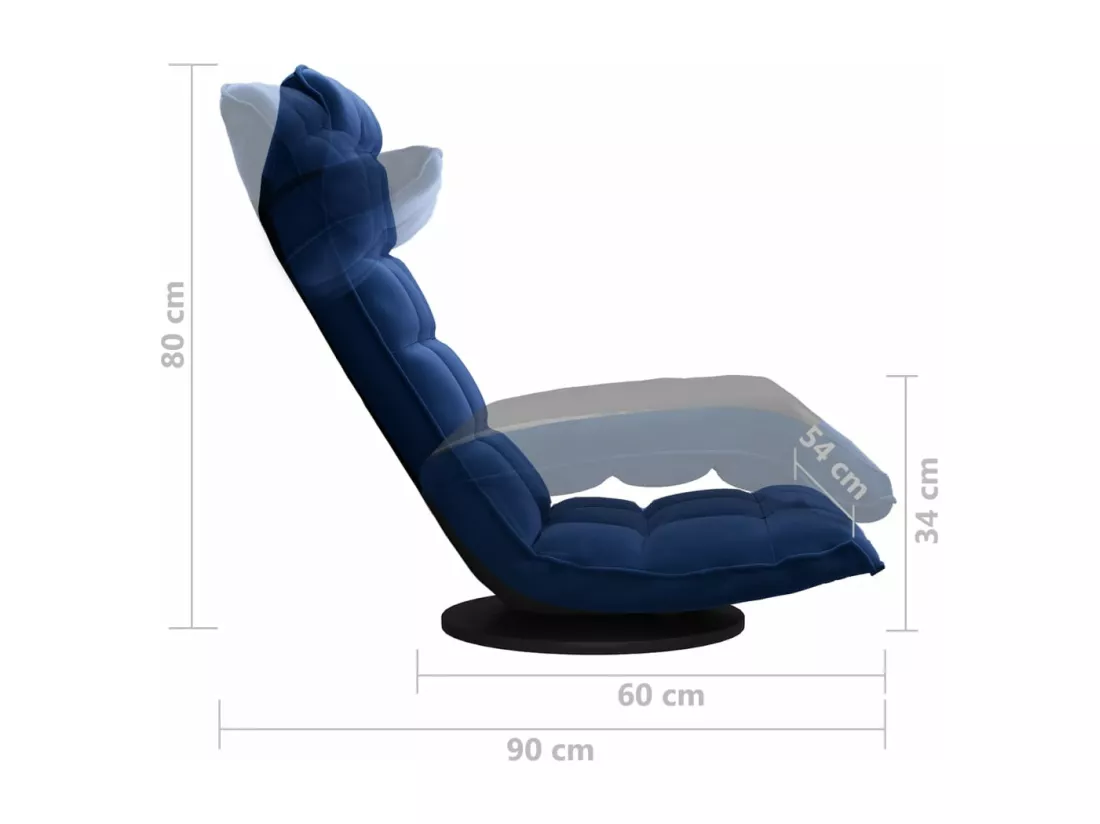 Chaise de sol pivotante Bleu Velours