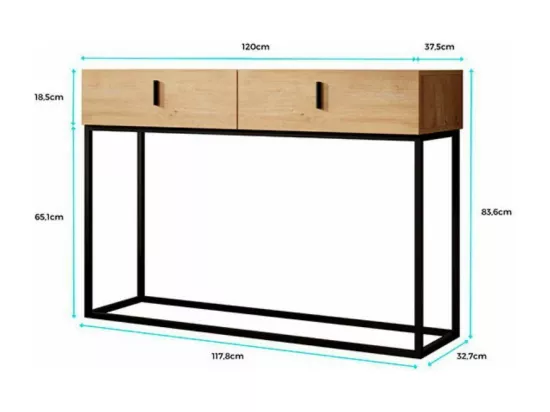 Meuble d'entrée pour Hall d'entrée Couloir en Safir avec 120x36,8x83,6cm Aron