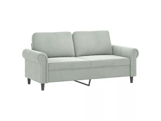 Canapé 2 places avec oreillers gris clair 140 cm velours